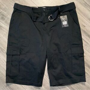 BLU ROCK FLEX FABRIC Black CARGO SHORTS W/BELT SZ 40 NWT